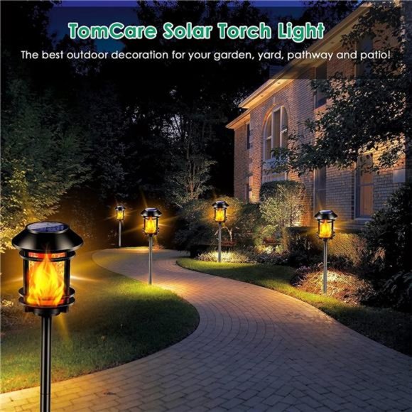 Solar Lights Outdoor Solar Torch Lights with Flickering Flame Waterproof Solar - Picture 6 of 6